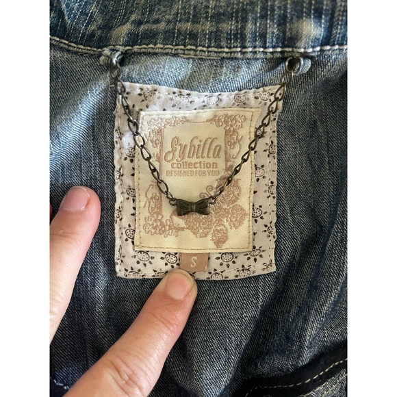 Sybilla Jean jacket woman’s/teens cute butterfly emblem size S - Picture 11 of 11